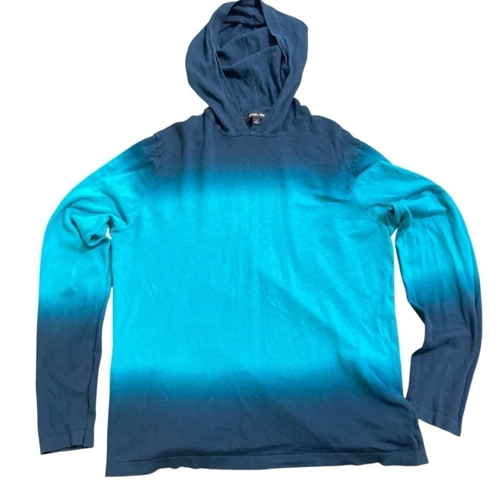 MICHAEL KORS Linen/Cotton Blend Ombré Lightweight Hoodie/Hooded Sweatshirt - XL